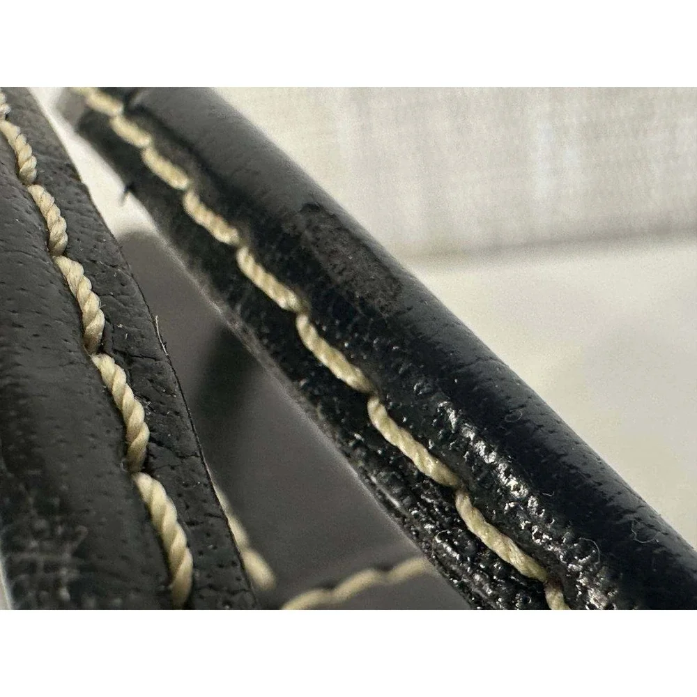 Vintage Black Leather Rigid Box Clutch Bag Gold Hardware - 039-1 (118)
